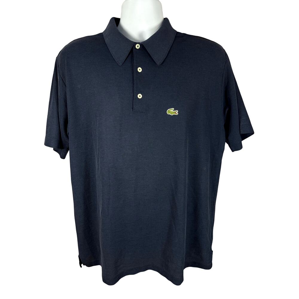 Izod Lacoste Mens Blue Polo Shirt 2XL Vintage 80's Cotton Blend w/ green gator